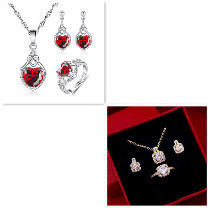 Jewelry Set Zircon Gem Pendant Chain Choker Necklace