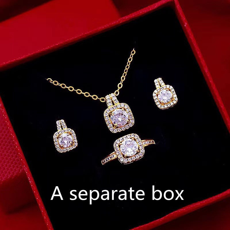 Jewelry Set Zircon Gem Pendant Chain Choker Necklace