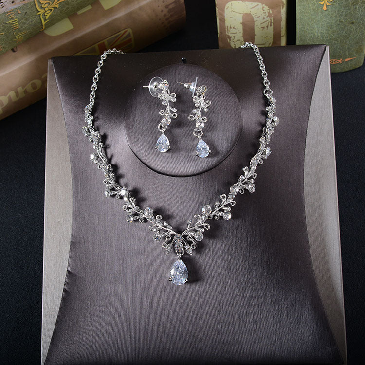 Rhinestone Earrings Necklace, bridal Jewelry