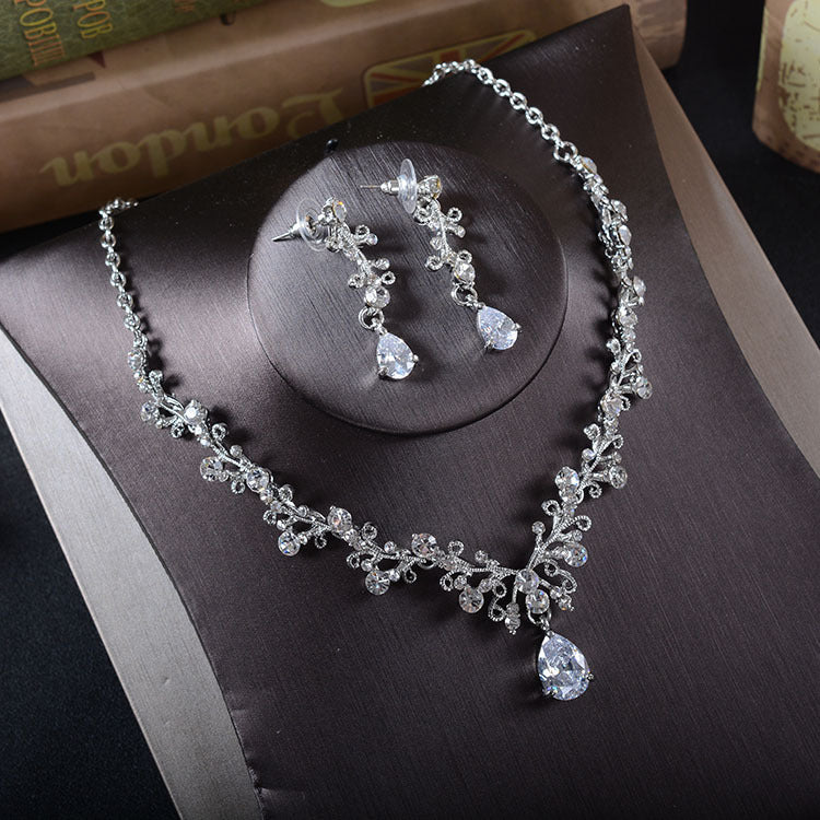 Rhinestone Earrings Necklace, bridal Jewelry