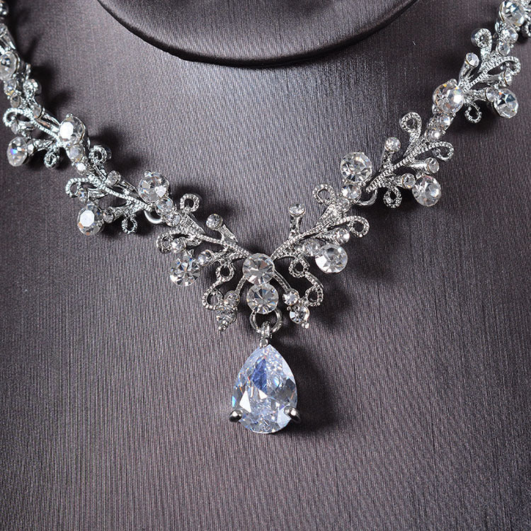 Rhinestone Earrings Necklace, bridal Jewelry