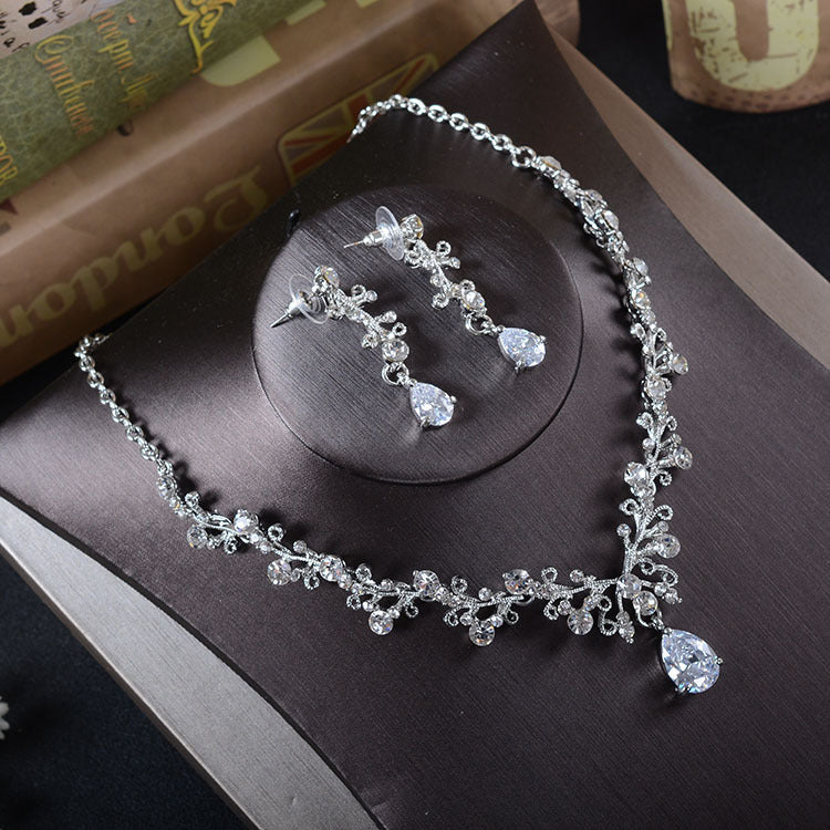 Rhinestone Earrings Necklace, bridal Jewelry