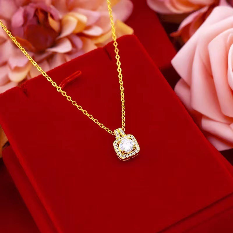 Jewelry Set Zircon Gem Pendant Chain Choker Necklace