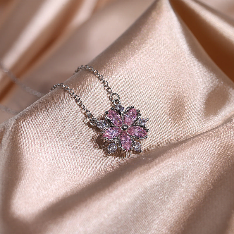 Zircon Women Necklace Ring Double Layers