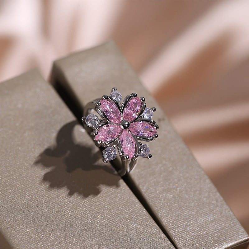 Zircon Women Necklace Ring Double Layers
