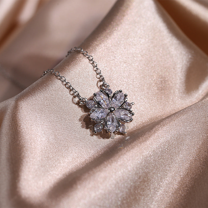 Zircon Women Necklace Ring Double Layers
