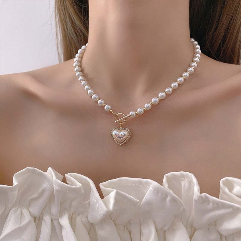 Super Fairy Temperament Pearl Love Necklace