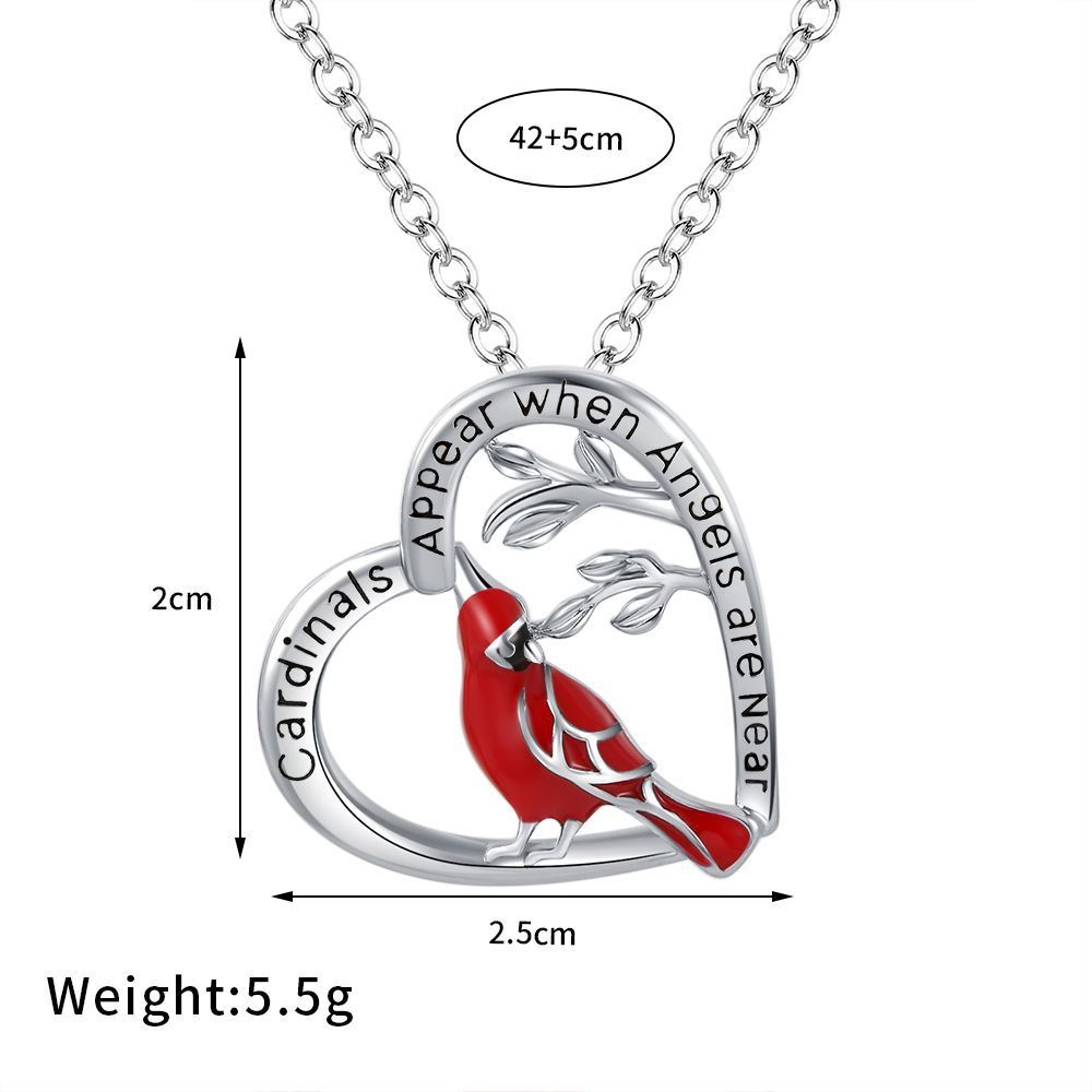 Creative Heart Shaped Cardinal Pendant Necklace