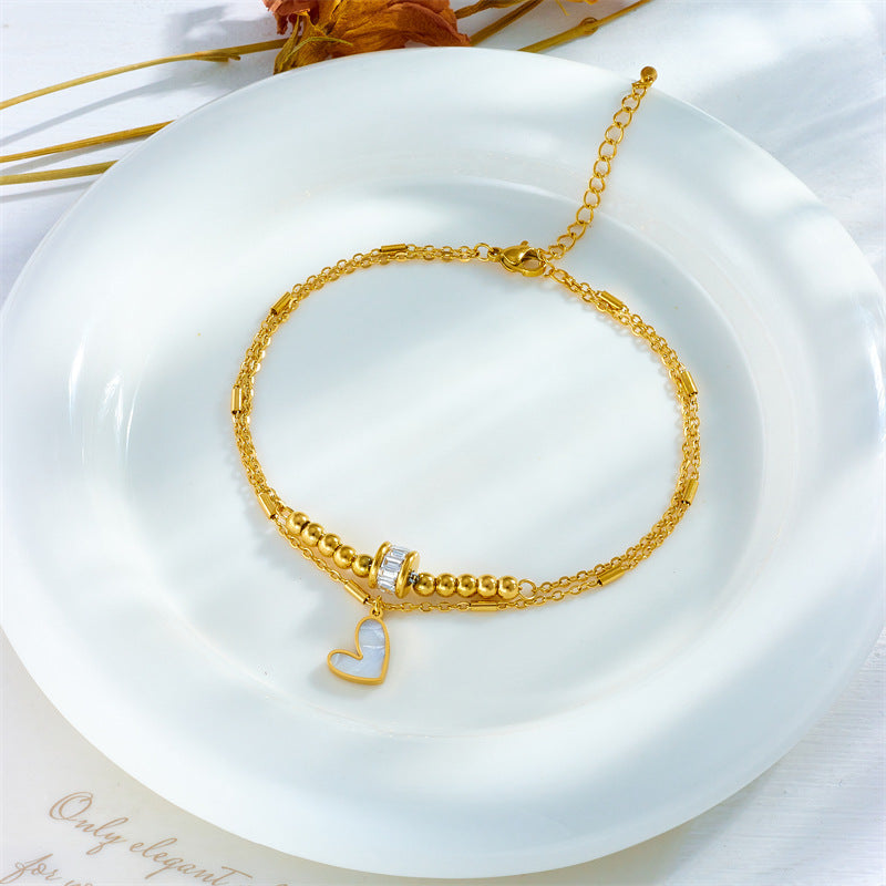 Fashion Jewelry Boho Classic Love Heart Ankle Chain Double Layer