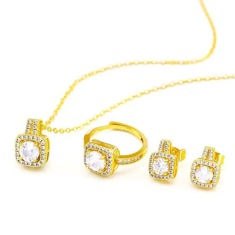 Jewelry Set Zircon Gem Pendant Chain Choker Necklace
