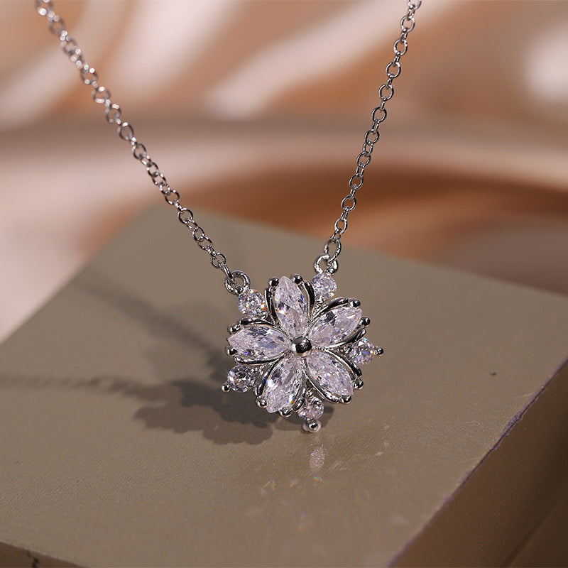 Zircon Women Necklace Ring Double Layers