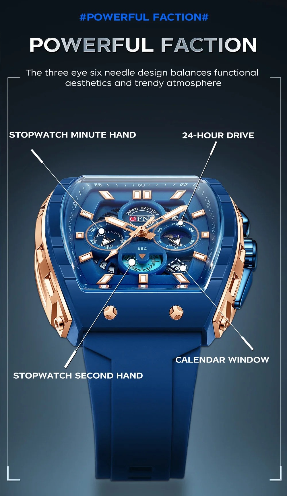 Man Luminous Waterproof Chronograph Calendar Silicone Strap Outdoor Luxury Sports