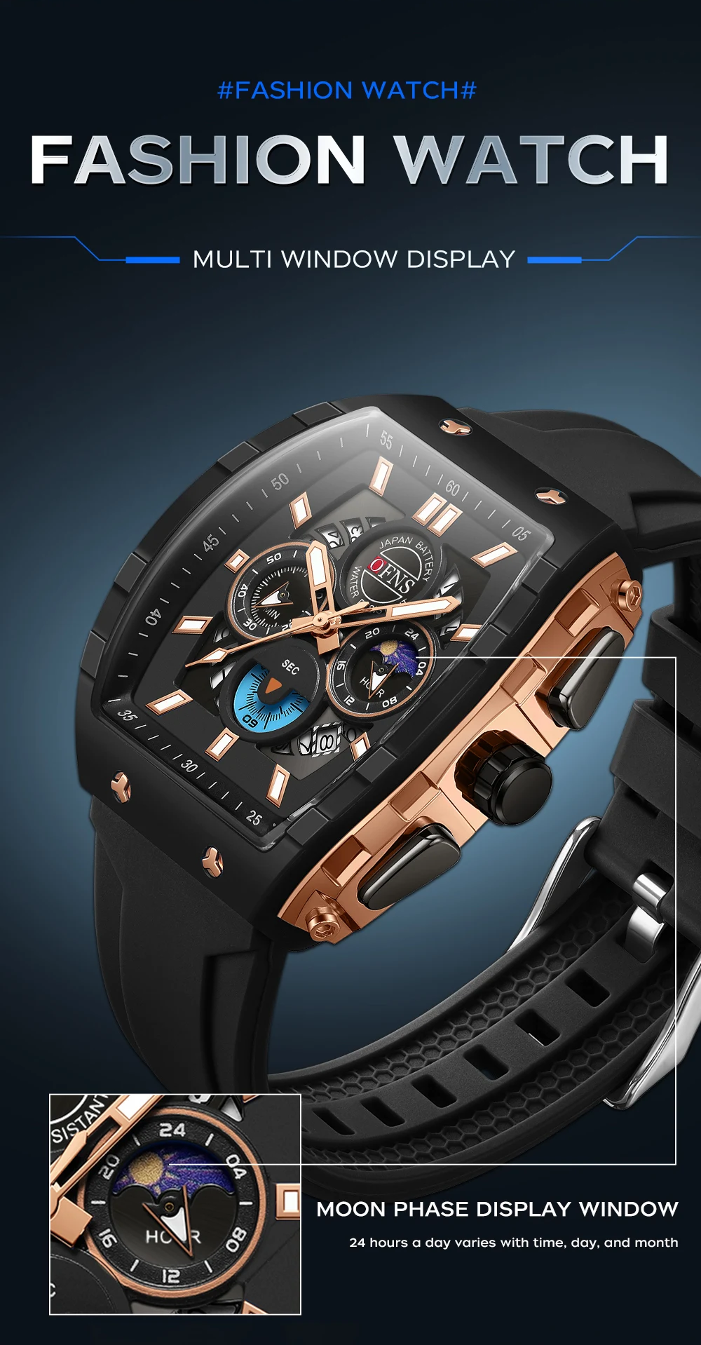 Man Luminous Waterproof Chronograph Calendar Silicone Strap Outdoor Luxury Sports