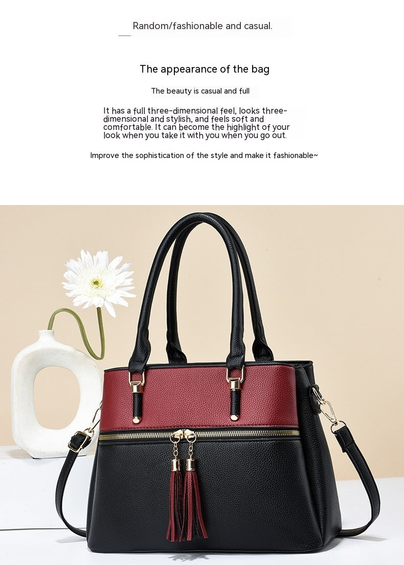 Large Capacity Soft Leather Tassel Shoulder Bag