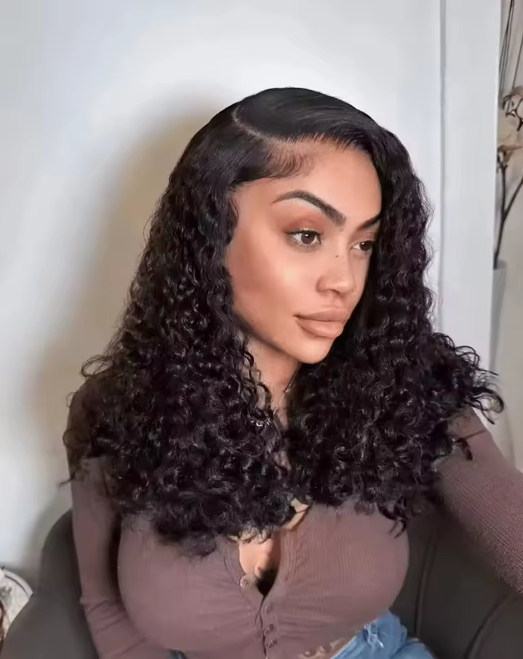 Brazilian Deep Water Wave Curly Human Hair Wigs Natural A96