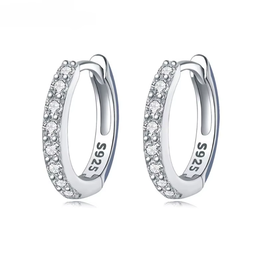 Huitan Silver Color CZ Hoop Earrings for Women Timeless