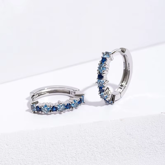 Stainless Steel Colorful Zircon Hoop Earrings For Women Fashion Korean Huggie