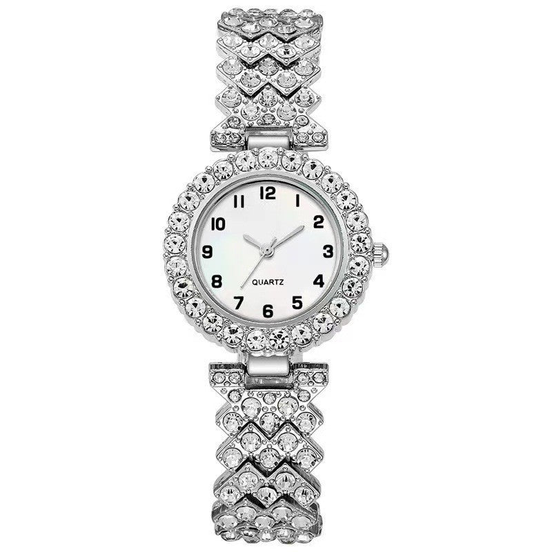 Fashion Jewelry Luxury Fashion Women Watch Set Silver Strap