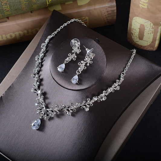 Rhinestone Earrings Necklace, bridal Jewelry