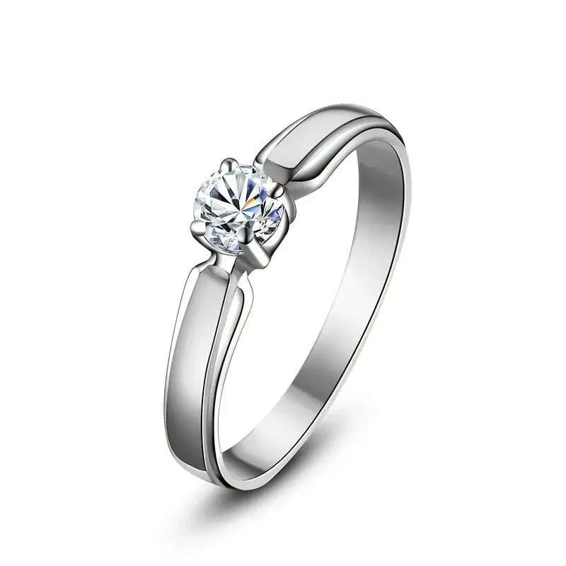 Huitan Single Round Cubic Zircon Rings for Women