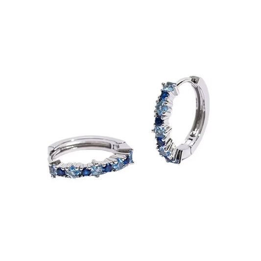 Stainless Steel Colorful Zircon Hoop Earrings For Women Fashion Korean Huggie