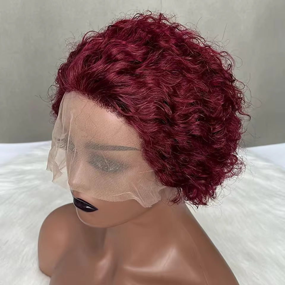 Colored Lace Wig Spring curl Short Bob Human Hair Wig For Women Natural 13X1 A94