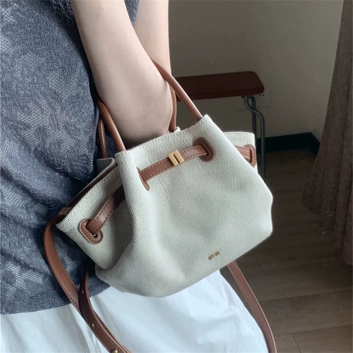 JW Pei Dumpling Bag Suede Shoulder Crossbody Underarm Canvas brown Bag A81