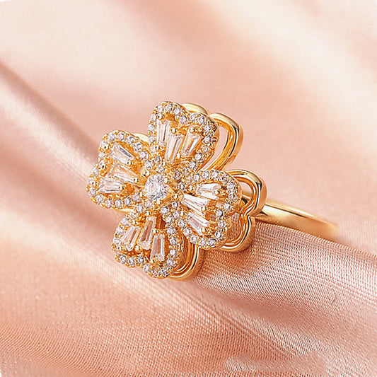 Copper Rotating Ring  Micro Inlaid Ring