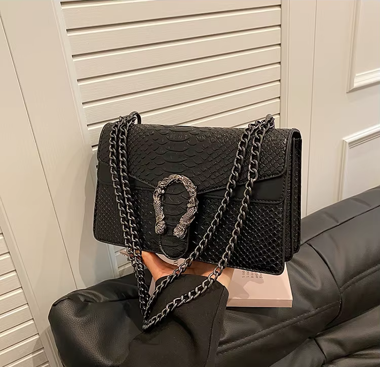 Snake Pattern Crossbody Small Square Bag Trendy Accessory A54