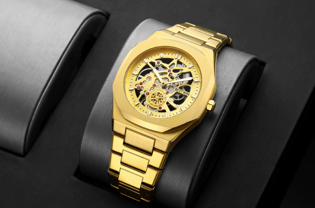 Octagonal Design Quartz Wristwatches Men GOLDEN A85