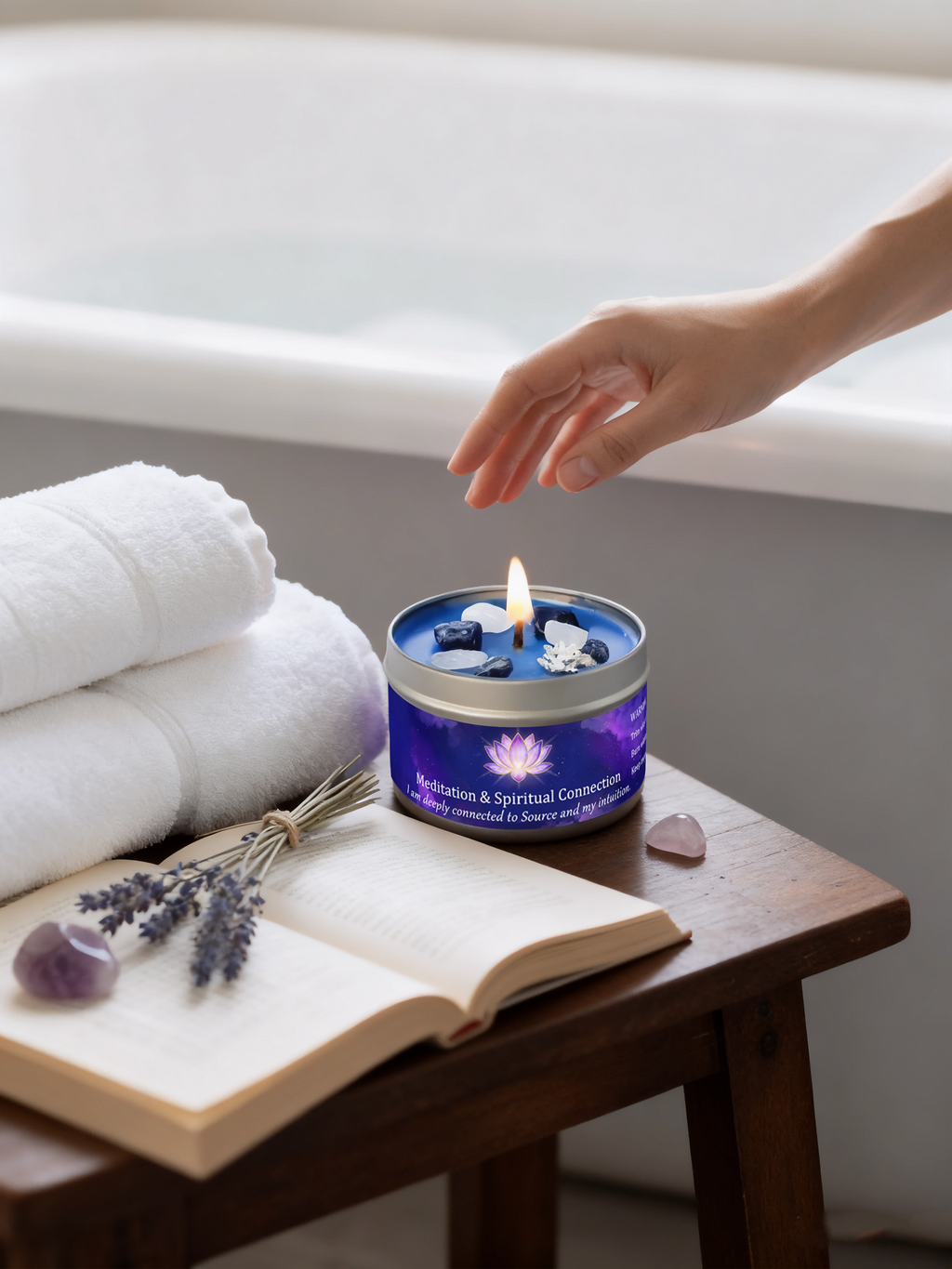 3oz Divine Guidance Scented Candle with Crystals A74