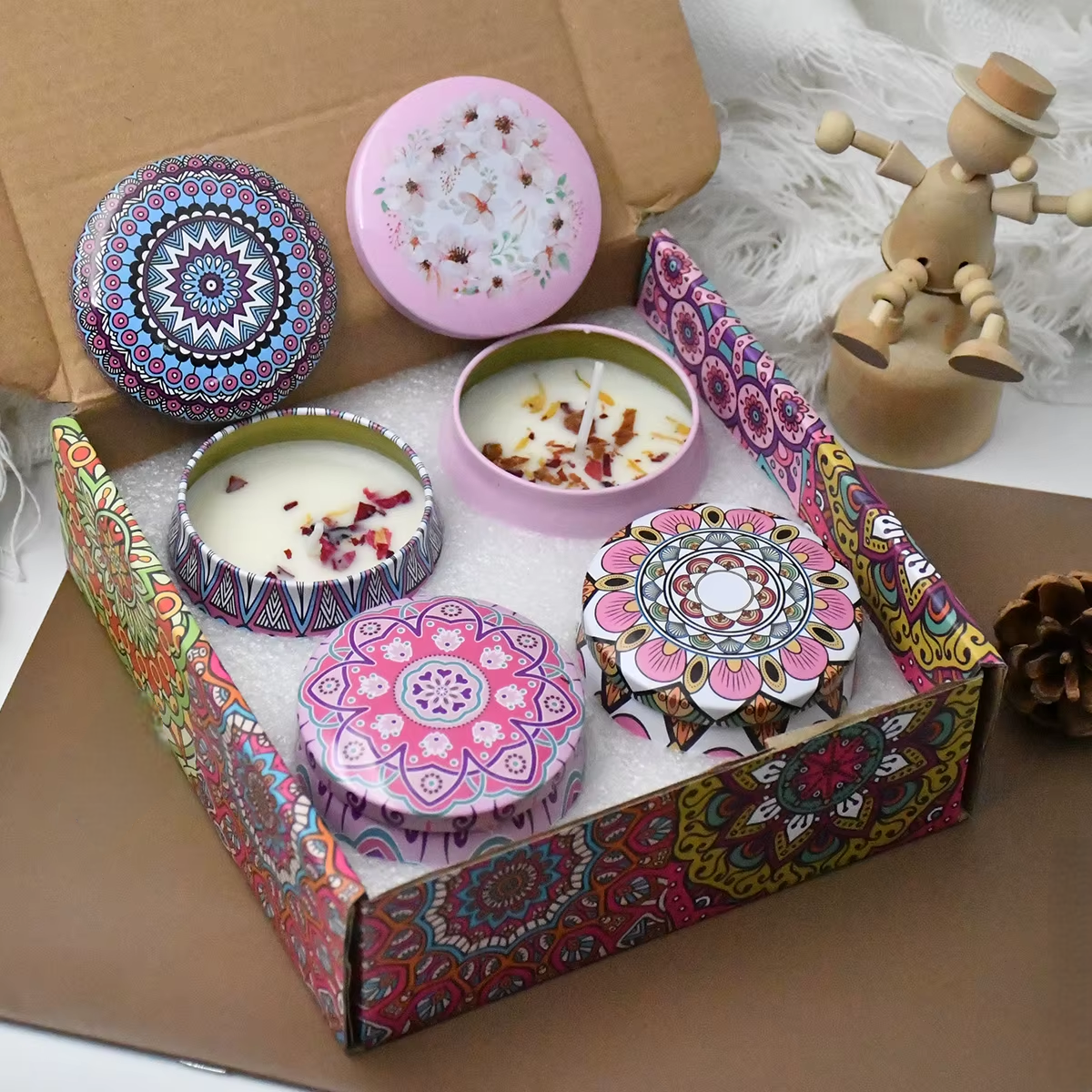 4pcs Scented Candles Set With Box(4 scent:Gardenia fragrance,Jasmine Scent,Vanilla cream,Lavender) A83