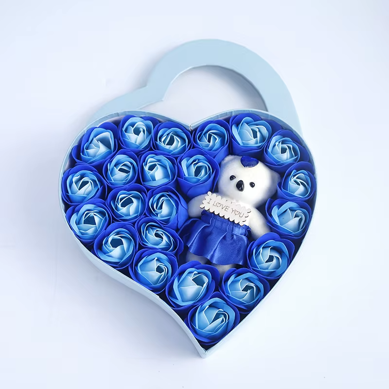 22 Flowers Soap Flower Gift Rose Box Valentines Day Gift Bears Bouquet Wedding Decoration Gift Festival Heart-shaped Box 1 sold