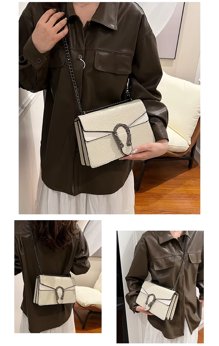 Snake Pattern Crossbody Small Square Bag Trendy Accessory A54