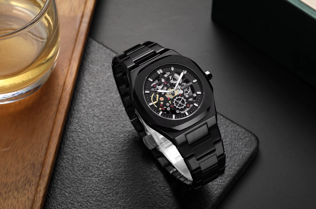 Octagonal Design Quartz Wristwatches Men BLACK A85