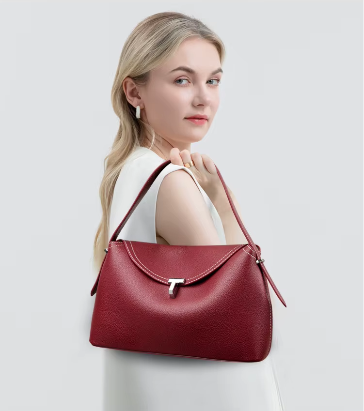 Luxury Designer Lock PU Leather Women's Handbag Retro Crossbody Bag Bucket Tote