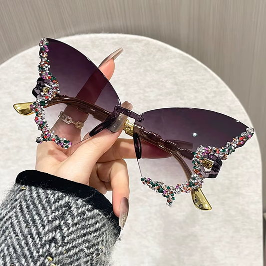 New Rimless Butterfly Sunglasses Cat Eye Popular Women A32