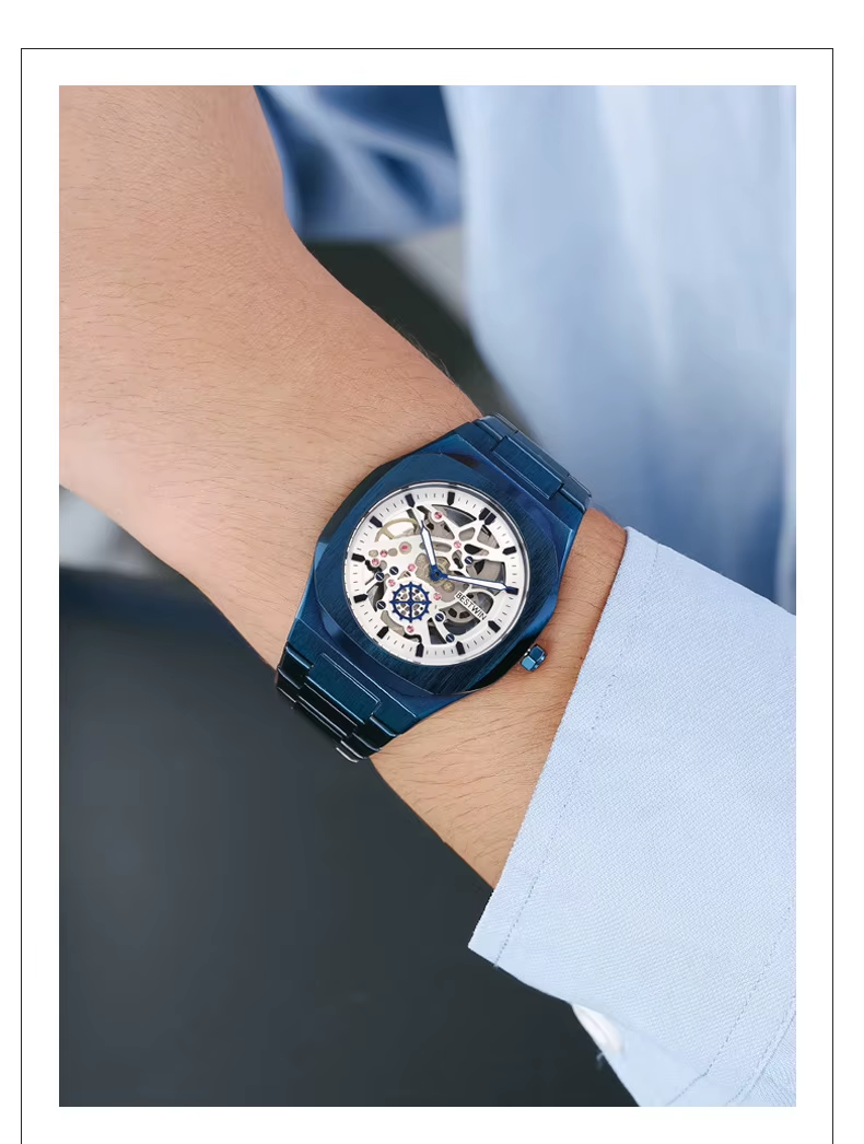 Octagonal Design Quartz Wristwatches Men BLUE A85