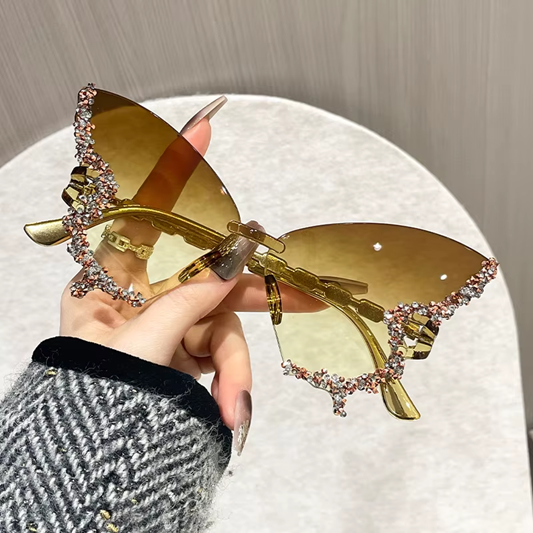 New Rimless Butterfly Sunglasses Cat Eye Popular Women A32