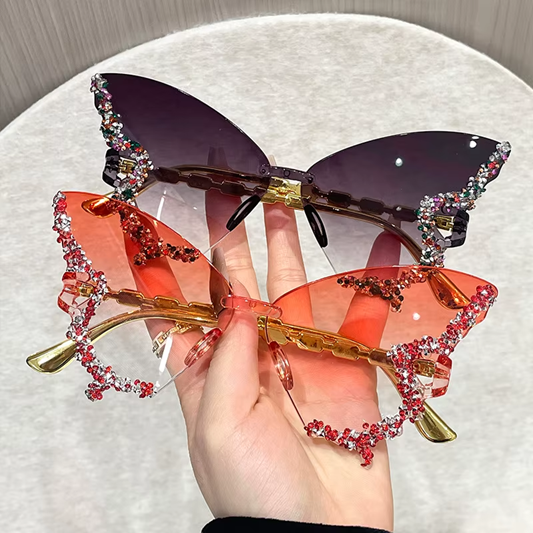 New Rimless Butterfly Sunglasses Cat Eye Popular Women A32