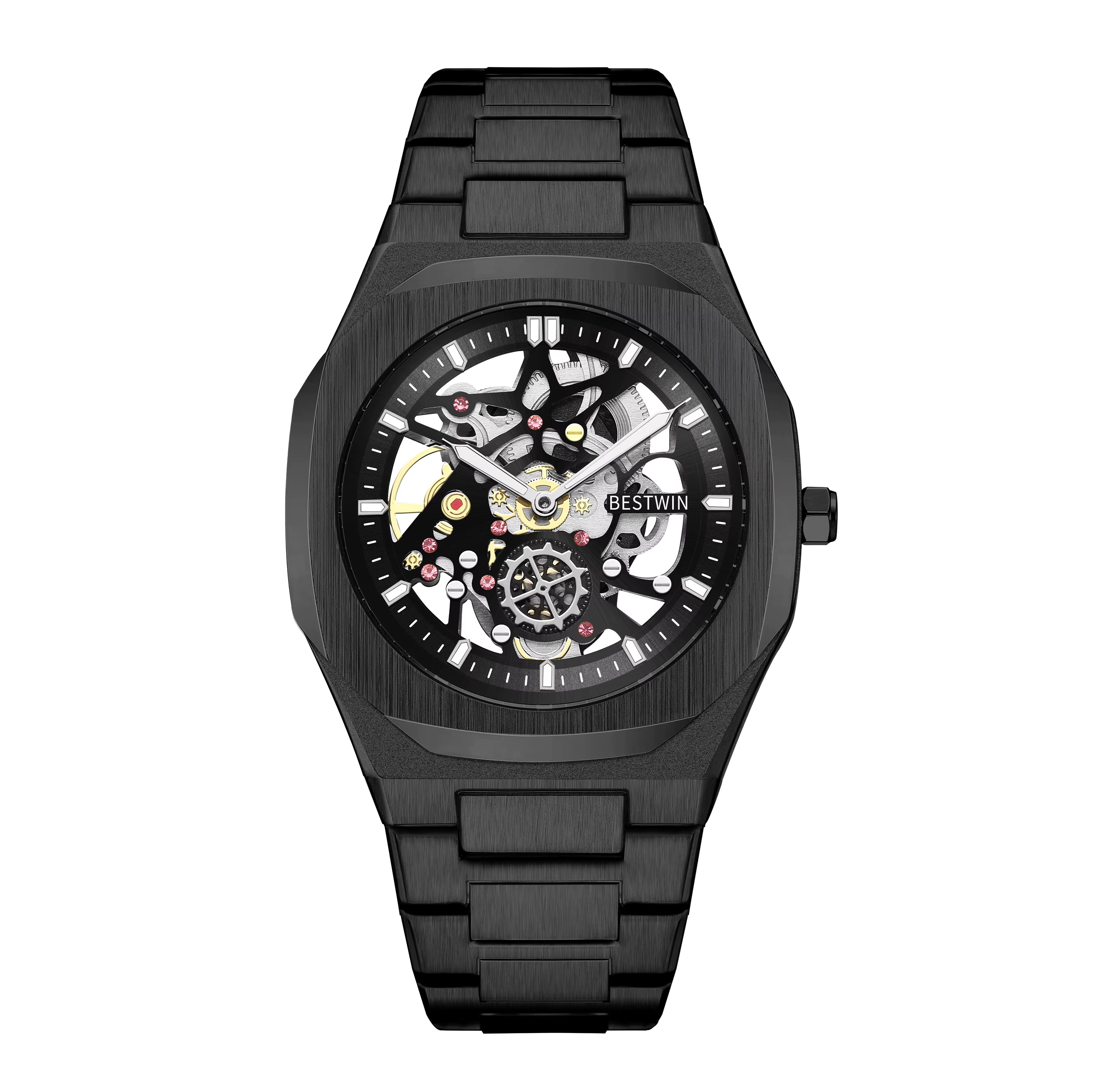 Octagonal Design Quartz Wristwatches Men BLACK A85
