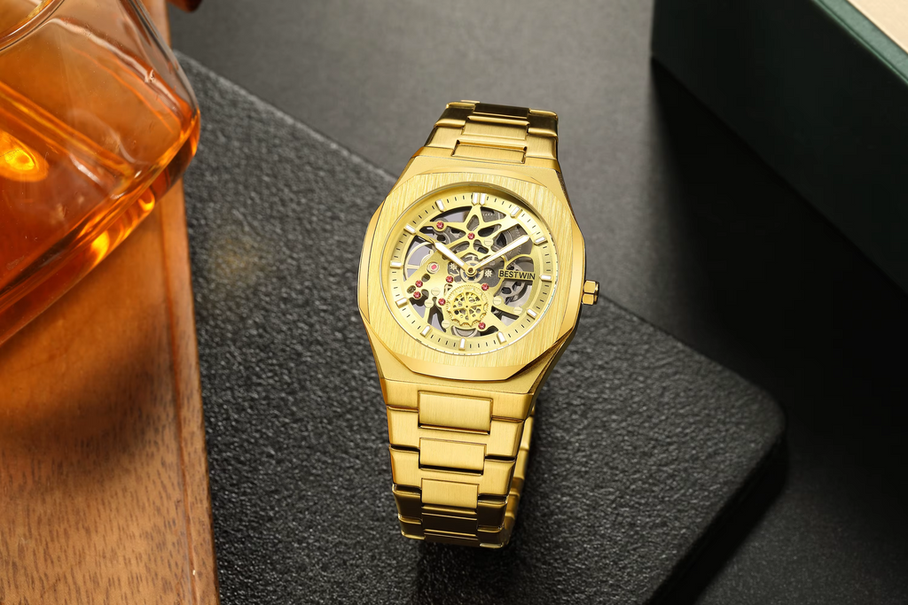 Octagonal Design Quartz Wristwatches Men GOLDEN A85