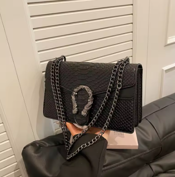 Snake Pattern Crossbody Small Square Bag Trendy Accessory A54