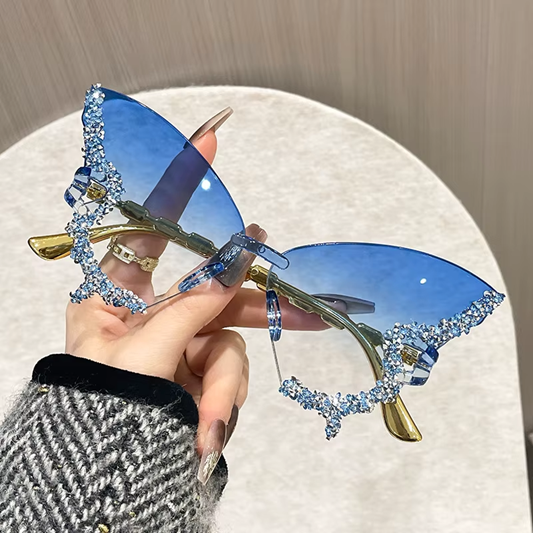 New Rimless Butterfly Sunglasses Cat Eye Popular Women A32