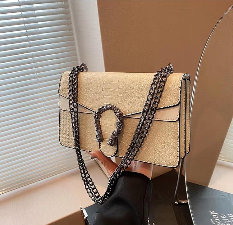 Snake Pattern Crossbody Small Square Bag Trendy Accessory A54