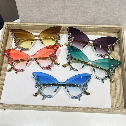 New Rimless Butterfly Sunglasses Cat Eye Popular Women A32