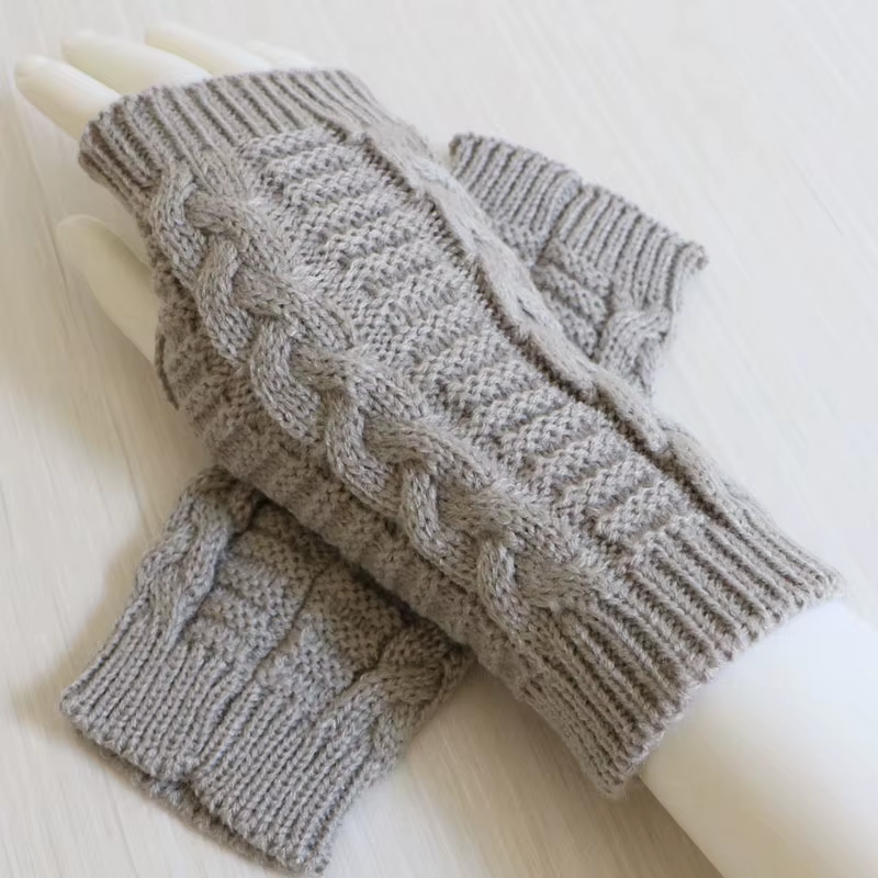 Women Stylish Hand Warmer Winter Gloves Arm Crochet Knitting Faux Wool Mitten Warm Fingerless Glove Twist Pattern Women Gloves A84
