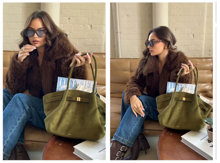 JW Pei Dumpling Bag Suede Shoulder Crossbody Underarm Green Bag A81