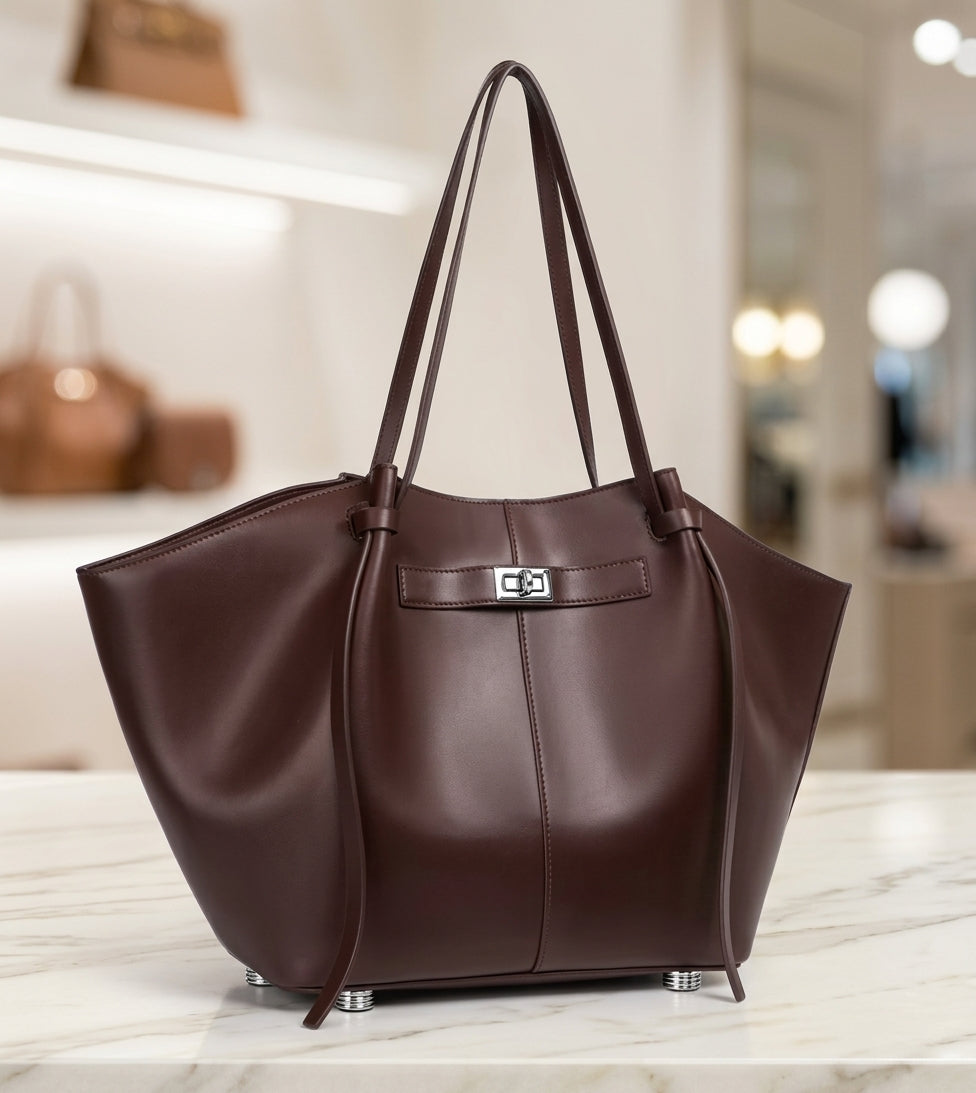 New Bat-Shaped High Street Handbag European and American Style Color: Coffee