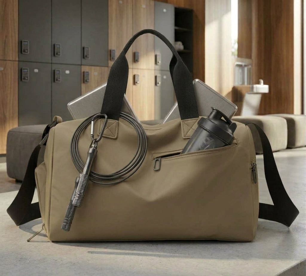 Travel Gym Bags Dry Wet Separation Shoulder Bag Yoga Fitness Travel Backpack Bags Color:Khaki